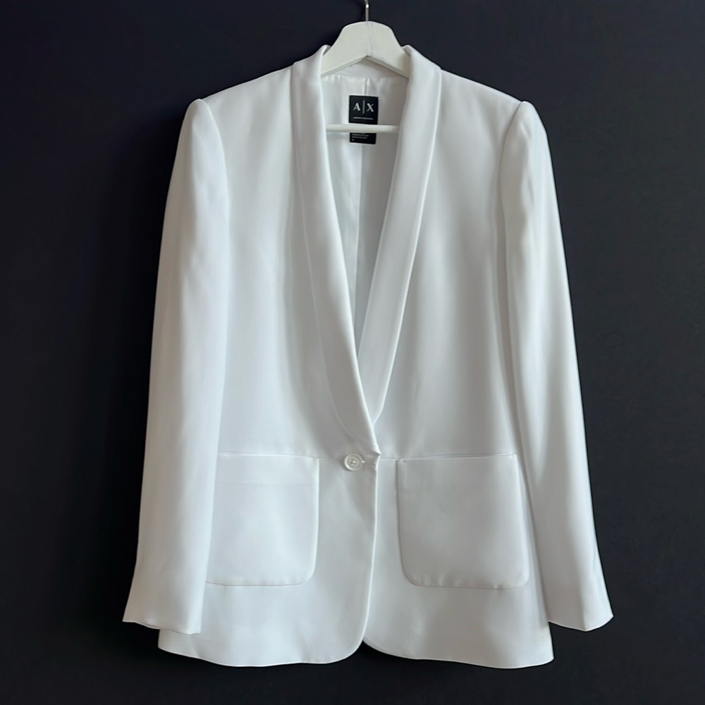 WMNS Armani Exchange White Structured One Button Blazer Suit Jacket Size 4 NWOT
